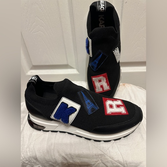 Karl Lagerfeld Black Sneakers with Blue and Red Accents - Picture 7 of 14